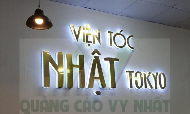 chữ nổi alu gương vàng đèn led