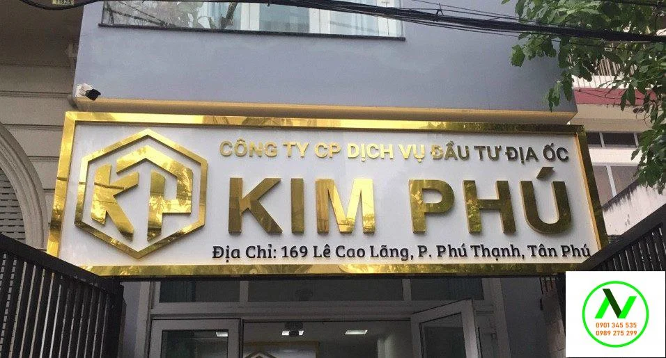 Làm bảng hiệu chữ nổi quận Gò Vấp 7 bảng hiệu alu gương vàng