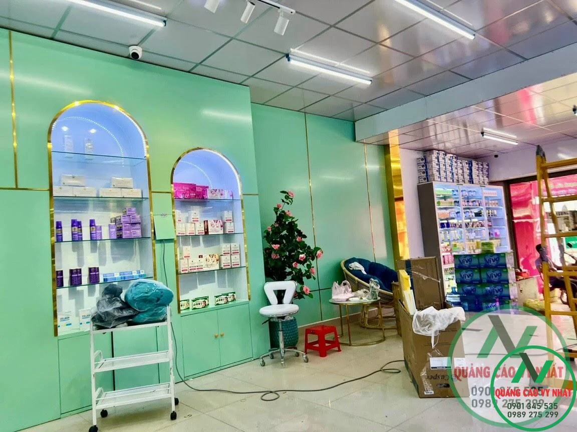 BẢNG HIỆU SHOP MỸ PHẨM ĐẸP NHẤT 12 kệ shop mỹ phẩm đẹp